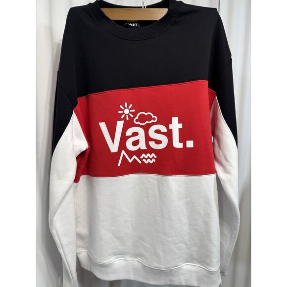 Vast Color block Sweatshirt Black Red Crewneck Pullover Graphic Logo M - Picture 1 of 6